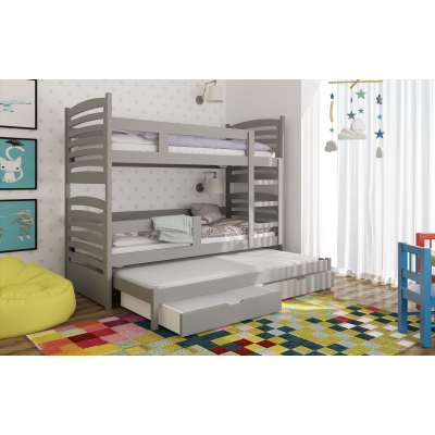 Dětská patrová postel pro tři KALA 2 - 75x180, šedá