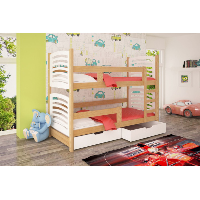 Patrová postel s úložným prostorem KALA 2 - 75x180, borovice / bílá