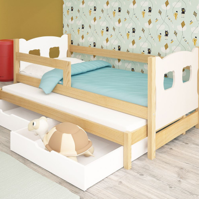 Dětská postel s přistýlkou KALA 1 - 75x180, borovice / bílá