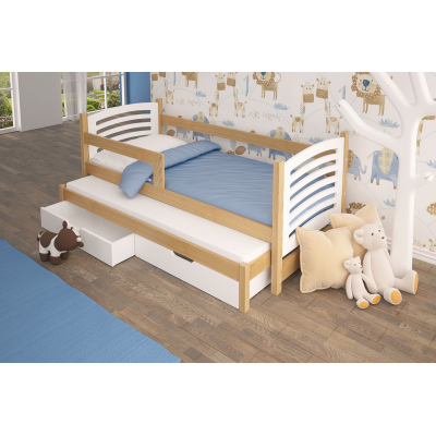 Dětská postel s přistýlkou KALA 2 - 75x180, borovice / bílá