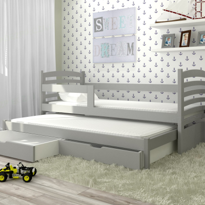 Dětská postel s přistýlkou KALA 2 - 75x180, šedá