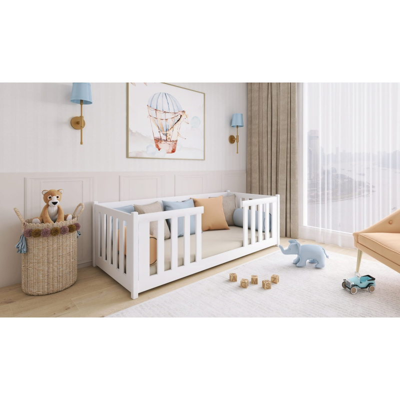 Dětská postel se zábranami NORENE - 90x190, bílá