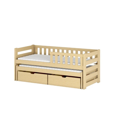 Dětská postel s přistýlkou a šuplíky FANI - 90x190, borovice
