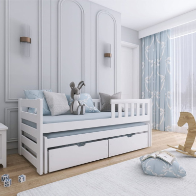 Dětská postel s přistýlkou a šuplíky FANI - 90x200, šedá