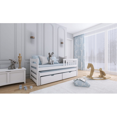 Dětská postel s přistýlkou a šuplíky FANI - 90x190, bílá