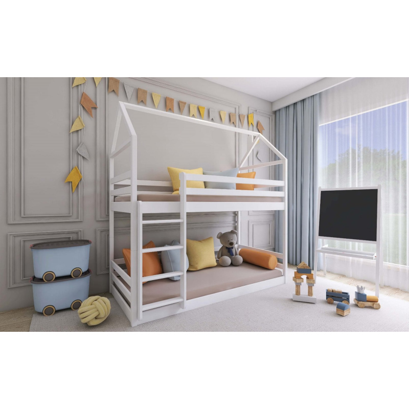 Domečková postel DAFINA - 90x200, bílá