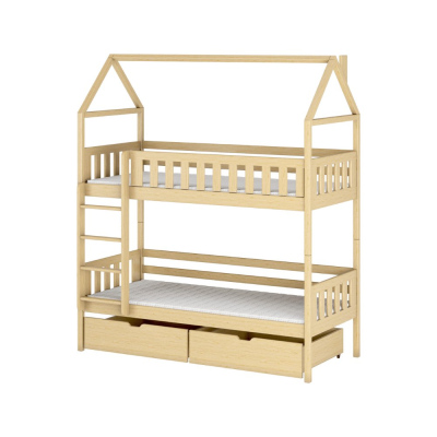 Domečková postel s úložným prostorem DALILA - 90x200, borovice