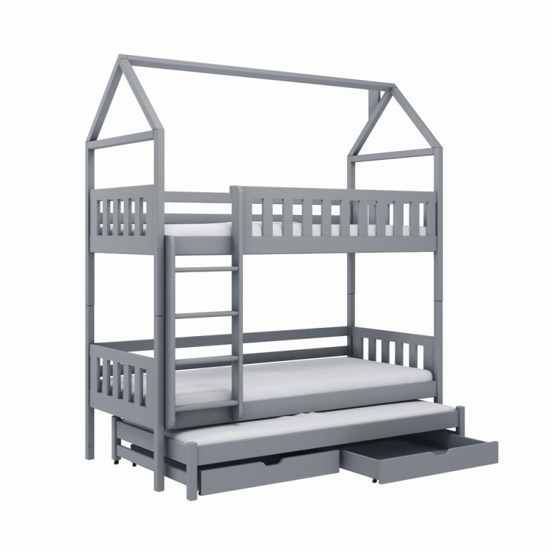 Domečková postel s úložným prostorem SAVETA - 80x200, šedá