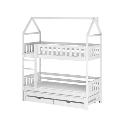 Domečková postel s úložným prostorem SAVETA - 80x180, bílá