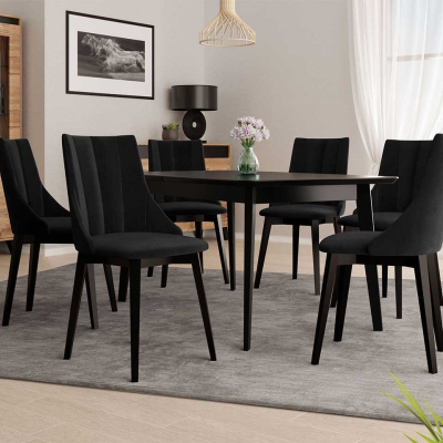 Rozkládací jídelní stůl se 6 židlemi NOWEN 2 - černý