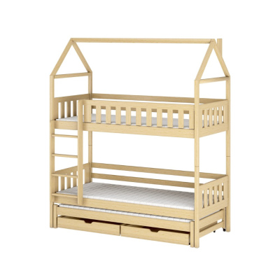 Domečková postel s úložným prostorem SAVETA - 90x200, borovice
