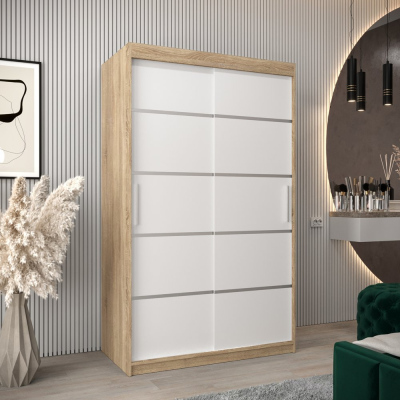 Šatní skříň ENNI - šířka 120 cm, dub sonoma / bílá