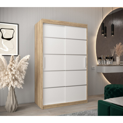 Šatní skříň ENNI - šířka 120 cm, dub sonoma / bílá