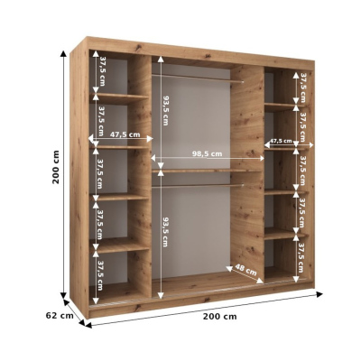 Šatní skříň ENNI - šířka 200 cm, bílá