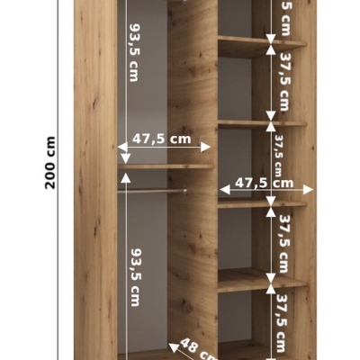 Šatní zrcadlová skříň ADELA - 100 cm, dub sonoma / bílá