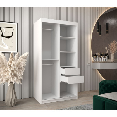 Šatní zrcadlová skříň ADELA - 100 cm, bílá / dub artisan