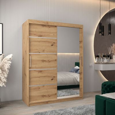 Šatní zrcadlová skříň ADELA - 150 cm, dub artisan