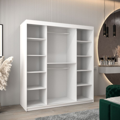 Šatní zrcadlová skříň ADELA - 180 cm, bílá / dub artisan