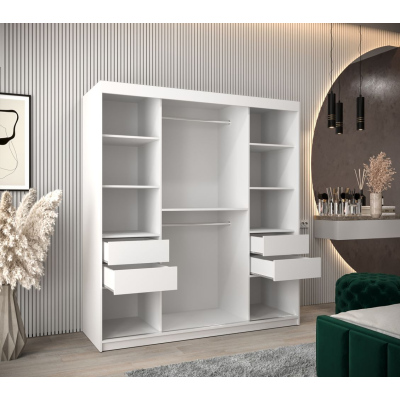 Šatní zrcadlová skříň ADELA - 180 cm, bílá / dub artisan