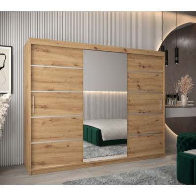 Šatní zrcadlová skříň ADELA - 250 cm, dub artisan