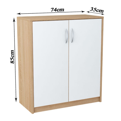 Komoda s dvířky IBOJA - dub sonoma / bílá