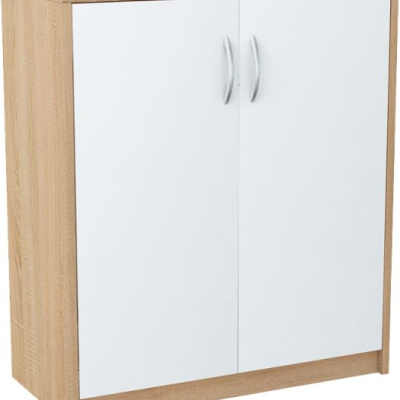 Komoda s dvířky IBOJA - dub sonoma / bílá