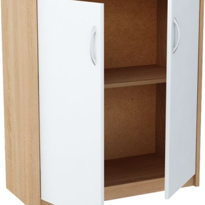 Komoda s dvířky IBOJA - dub sonoma / bílá