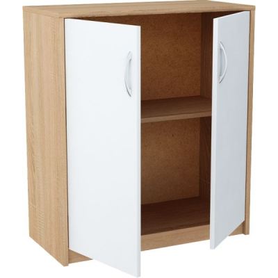 Komoda s dvířky IBOJA - dub sonoma / bílá