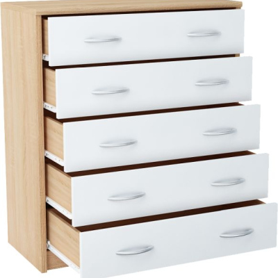 Šuplíková komoda IBOJA - dub sonoma / bílá