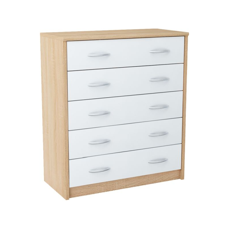 Šuplíková komoda IBOJA - dub sonoma / bílá