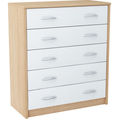 Šuplíková komoda IBOJA - dub sonoma / bílá