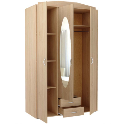 Prostorná šatní skříň se zrcadlem MARIETTA - šířka 127 cm, dub sonoma