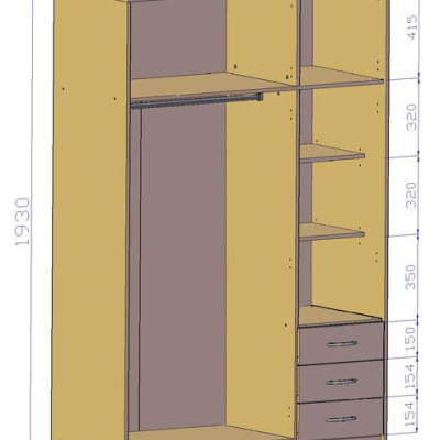 Kombinovaná šatní skříň SIMELA - šířka 127 cm, bílá