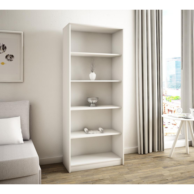 Vysoký policový regál TOMAI - bílý