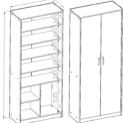 Policová šatní skříň LUBA - šířka 74 cm, bílá