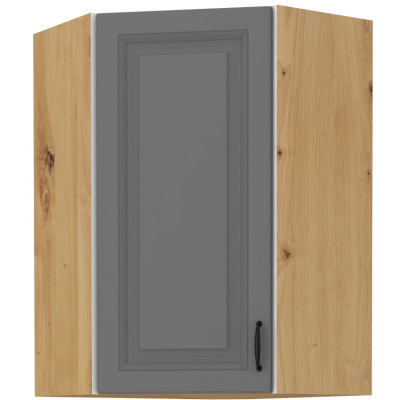 Vysoká rohová skříňka SOPHIA - 60x60 cm, šedá / dub artisan