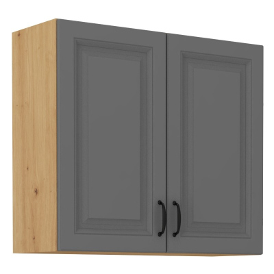 Horní kuchyňská skříňka SOPHIA - šířka 80 cm, šedá / dub artisan