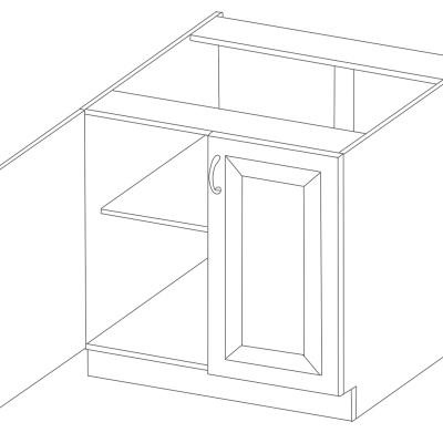 Dolní dvoudveřová skříňka SOPHIA - šířka 80 cm, šedá / dub artisan