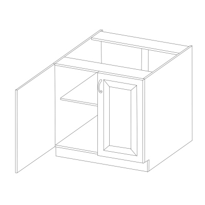 Dolní dvoudveřová skříňka SOPHIA - šířka 80 cm, šedá / dub artisan