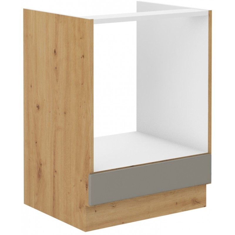 Sporáková skříňka SOPHIA - šířka 60 cm, světle šedá / dub artisan