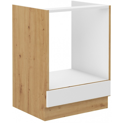 Sporáková skříňka SOPHIA - šířka 60 cm, bílá / dub artisan