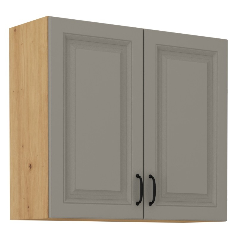 Horní kuchyňská skříňka SOPHIA - šířka 80 cm, světle šedá / dub artisan