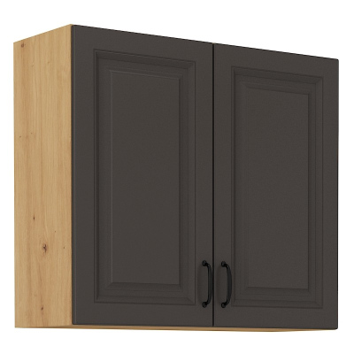 Horní kuchyňská skříňka SOPHIA - šířka 80 cm, tmavě šedá / dub artisan