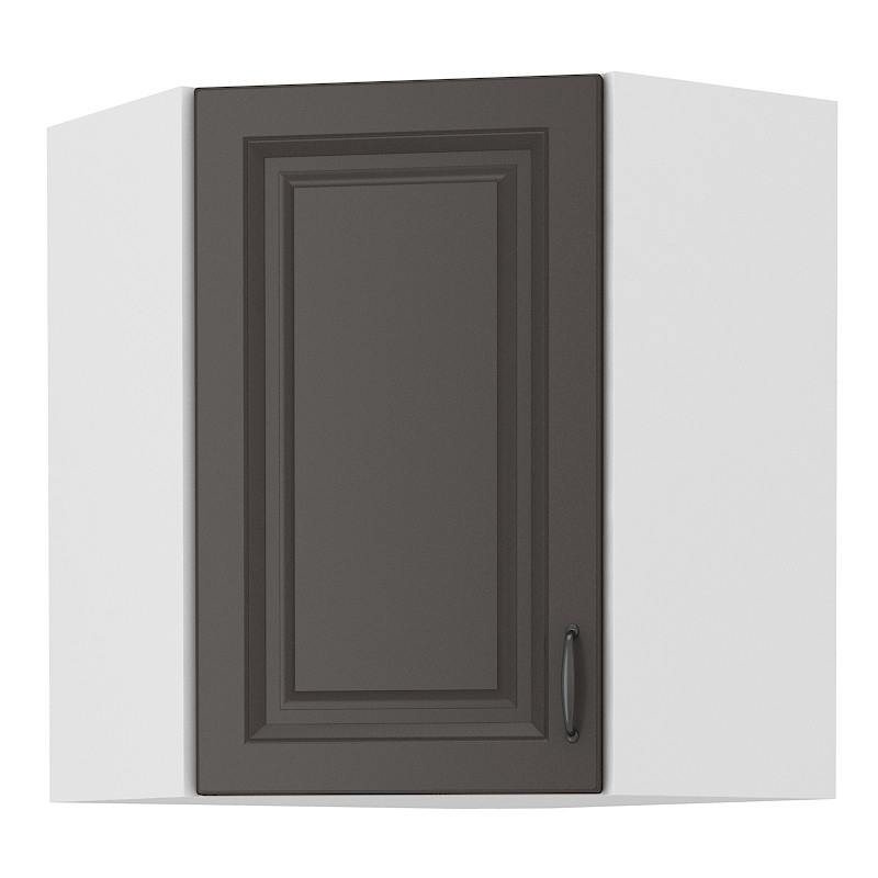 Horní rohová skříňka SOPHIA - 60x60 cm, tmavě šedá / bílá