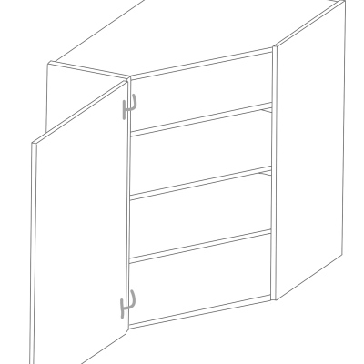 Vysoká rohová skříňka SOPHIA - 60x60 cm, šedá / bílá