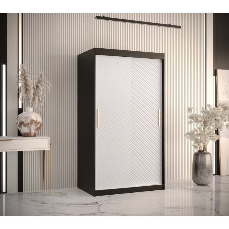 Skříň s posuvnými dveřmi PAOLA - šířka 100 cm, černá / bílá