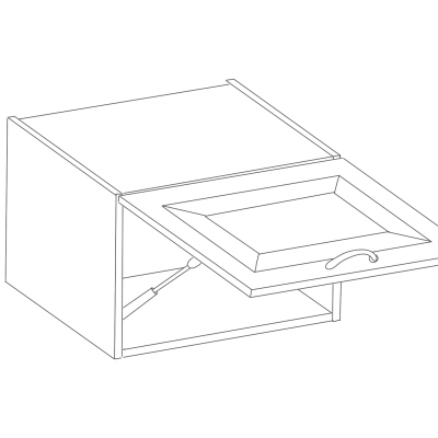 Horní hluboká skříňka s výklopnými dvířky LAILI - šířka 60 cm, šedá / bílá