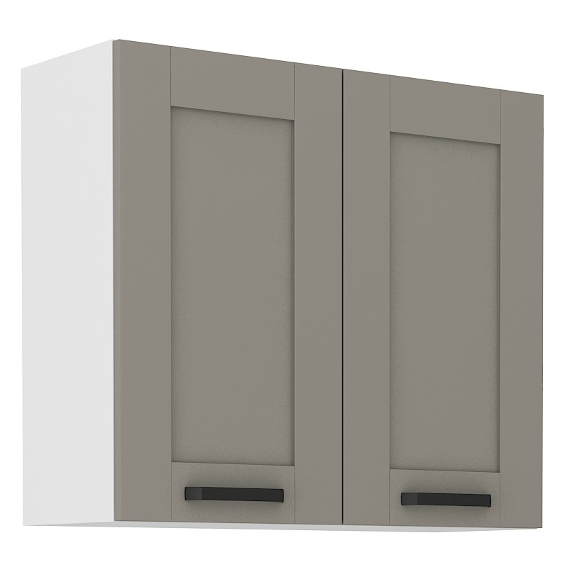 Horní kuchyňská skříňka LAILI - šířka 80 cm, světle šedá / bílá