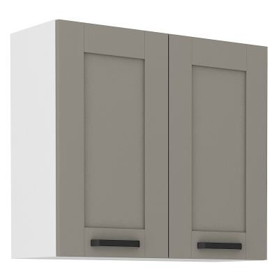 Horní kuchyňská skříňka LAILI - šířka 80 cm, světle šedá / bílá