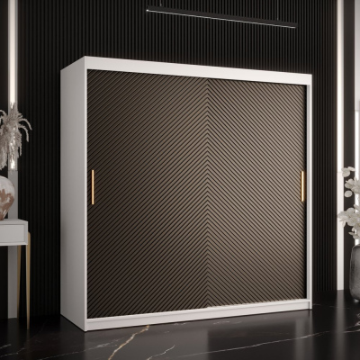 Skříň s posuvnými dveřmi PAOLA - šířka 180 cm, bílá / černá